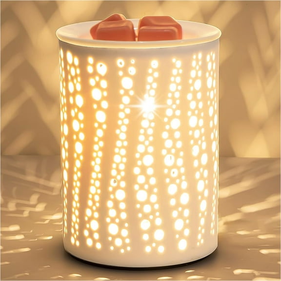 PALANCHY Wax Melt Warmer Ceramic Oil Burner Electric Candle Wax Warmer Burner Melter Fragrance Warmer for Home Office Bedroom Aromatherapy Gift & Decor 2 Bulbs Included Gift Box Packaged