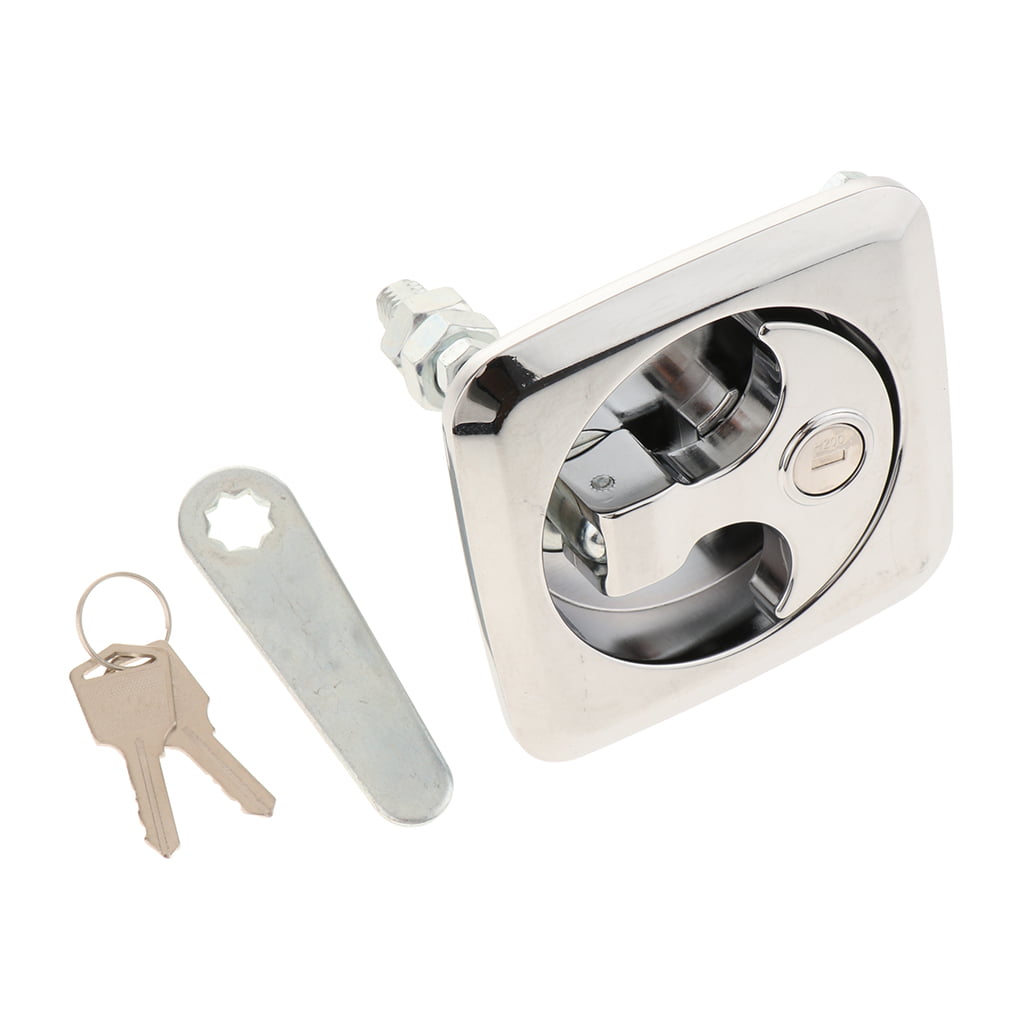 Boat Hatch Turning Lock Latch-Lift Pull Ring-Marine Stainless Steel with 2 Keys 