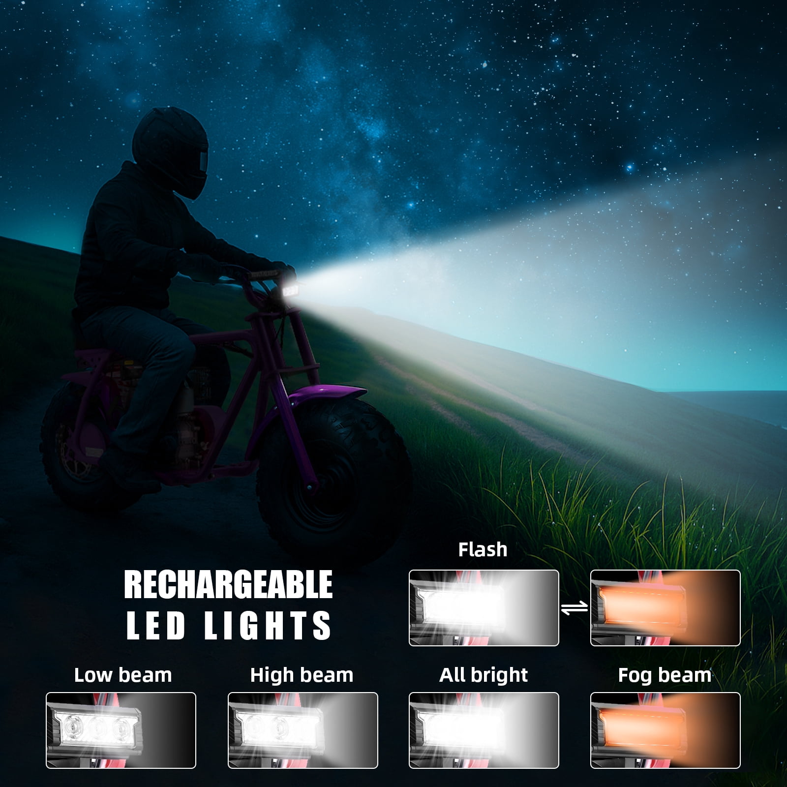 HOVERHEART Gas Mountain Bike, 105cc 4-Stroke Gas Powered Off Road Motorcycle (Model-MB001) with Led Lights, Disc Brake, Max Load 200Lbs, Up to 30Kph, NO OIL MIX REQUIRED