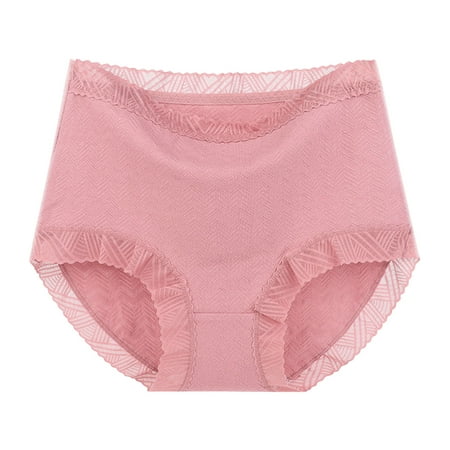 Diufon Cotton Underwear for Women High Waist Full Coverage Lace Trim Panties Soft Plus Size Comfortable Briefs