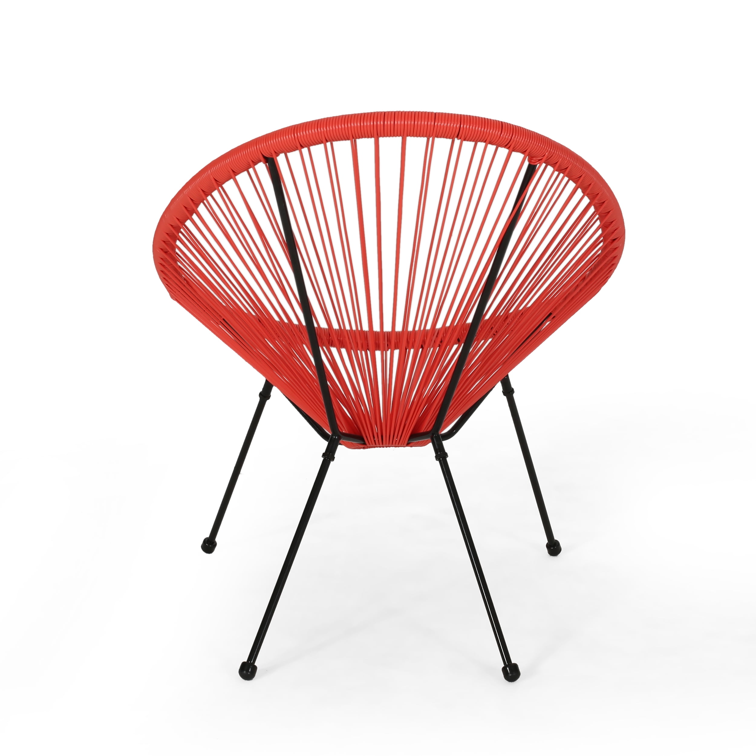 Euroco Rattan Patio Chairs Set of 2,Outdoor Woven Basket Club Chairs with Metal Frame for Living room Backyard Garden,All-weather Wicker,Red