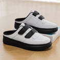 thumbnail image 6 of Men's White Leather Double Strap Mule Slip On Platform Casual Skate Shoes, Non-Slip Backless Walking Trainers, Wide Toe Lazy Daily Driving Footwear, 6 of 7