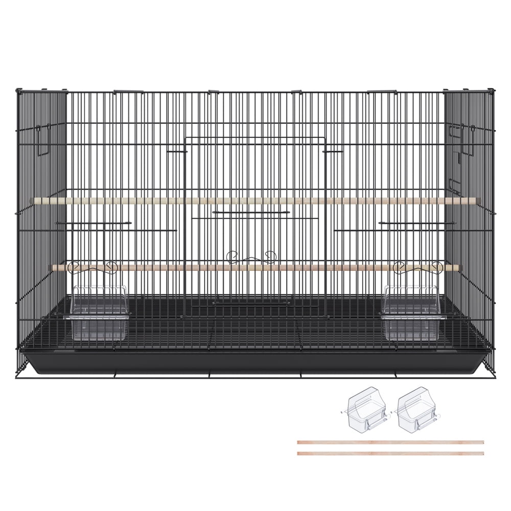 30" Rolling Metal Bird Cage for Parakeets, Cockatiels & Small Parrots