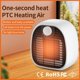 thumbnail image 2 of CHAO Calentador de cerámica de 1000 W, mini calentador de ventilador con 3 ajustes de temperatura, calentador de escritorio portátil de bajo consumo para oficina, dormitorio, sala de estar, protección, 2 of 5