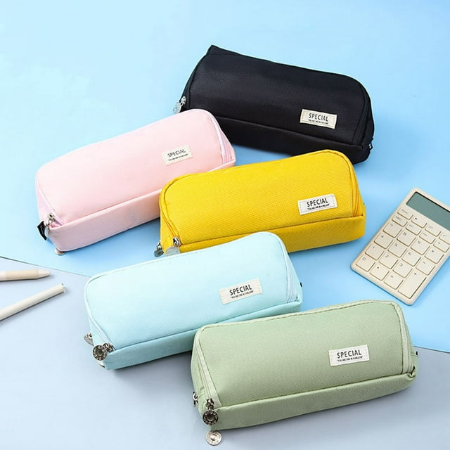 Estuche de tela multicapa para lápices, papelería para estudiantes, diseño desmontable, estampado coreano, ideal para la escuela, organizador de bolígrafos, accesorio de viaje. Blaxill