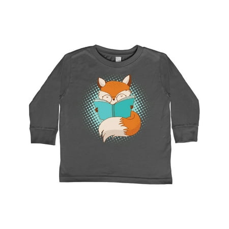 

Inktastic Librarian Gift Book Lover Fox Reading Gift Toddler Boy or Toddler Girl Long Sleeve T-Shirt