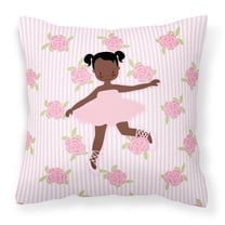 Carolines Treasures BB5192PW1414 Ballerina African American Ponytails Fabric Decorative Pillow  14Hx14W multicolor