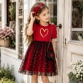 thumbnail image 4 of IPIO Girls Red Heart Dress with Black Tulle Skirt and Puff Sleeves, Valentine’s Day Birthday Party Dress, 4 of 6