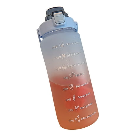 

TSEXIEFOOFU Gradient Color Sport Water Bottle Large Capacity Translucent Fitness Kettle with Time Marker