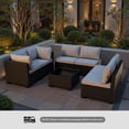 thumbnail image 6 of Patio Furniture Set 7 Piece - All-Weather - Wicker Rattan Patio Outdoor Conversation Set, Modular Sectional Sofa for Backyard, Garden, Poolside, Balcony, Porch, Patio,Black/Light Gray, 6 of 6