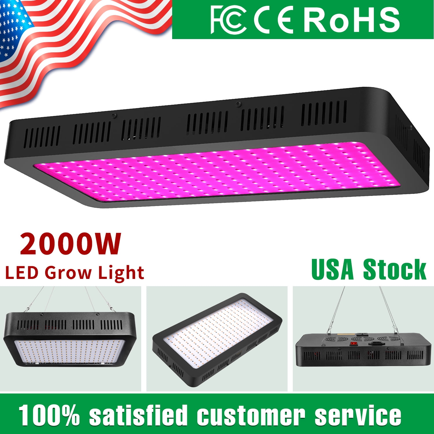 600/1000/1800W Indoor Plants LED Growing Lights Full Spectrum Double Switch Lamp 