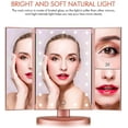 thumbnail image 4 of Tri-fold Lighted Vanity Makeup Mirror with 3x/2x Magnification,21 LEDs Light and Touch Screen,180 Degree Free Rotation Countertop Cosmetic Mirror,Travel (Rose Gold), 4 of 6