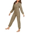 thumbnail image 2 of Women Women's One Piece Pajamas Cozy Plush With Bear Ear Hat Long Sleeve Zipper Jumpsuit Plus Size, 2 of 4