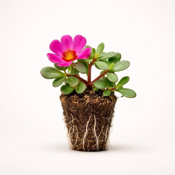 PLANT NOOK Portulaca ‘Samba Pink’ Live Plant Starter Plug 2-Pack | Hot Pink Moss Rose Flowers | Drought Tolerant Full Sun Groundcover for Pots Borders