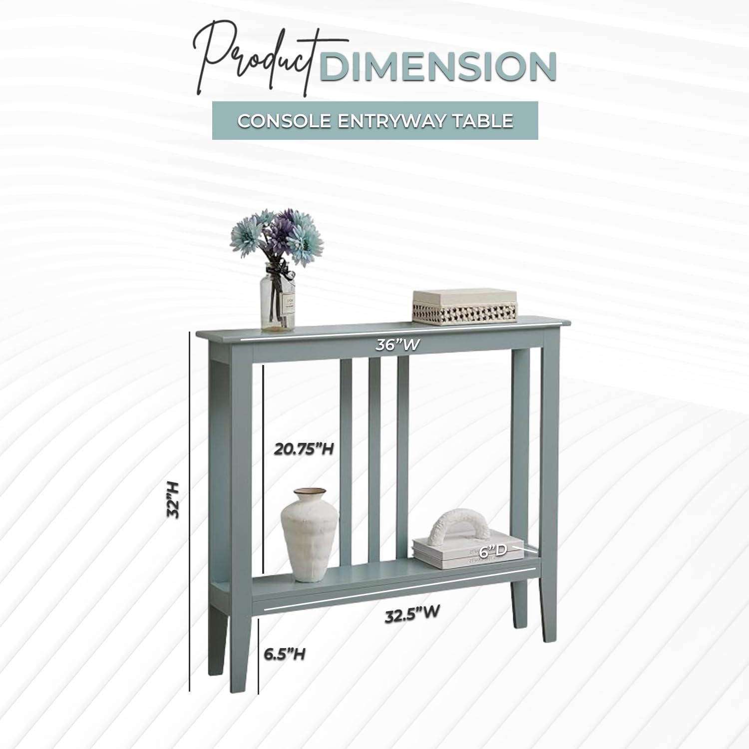 Kings Brand Furniture Ice Blue Wood Entryway Console Table – Narrow Hallway Storage for Foyer & Living Spaces.