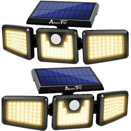 

2 Pack Solar Lights Motion Sensor Security LED Waterproof Flood Light Warm White
