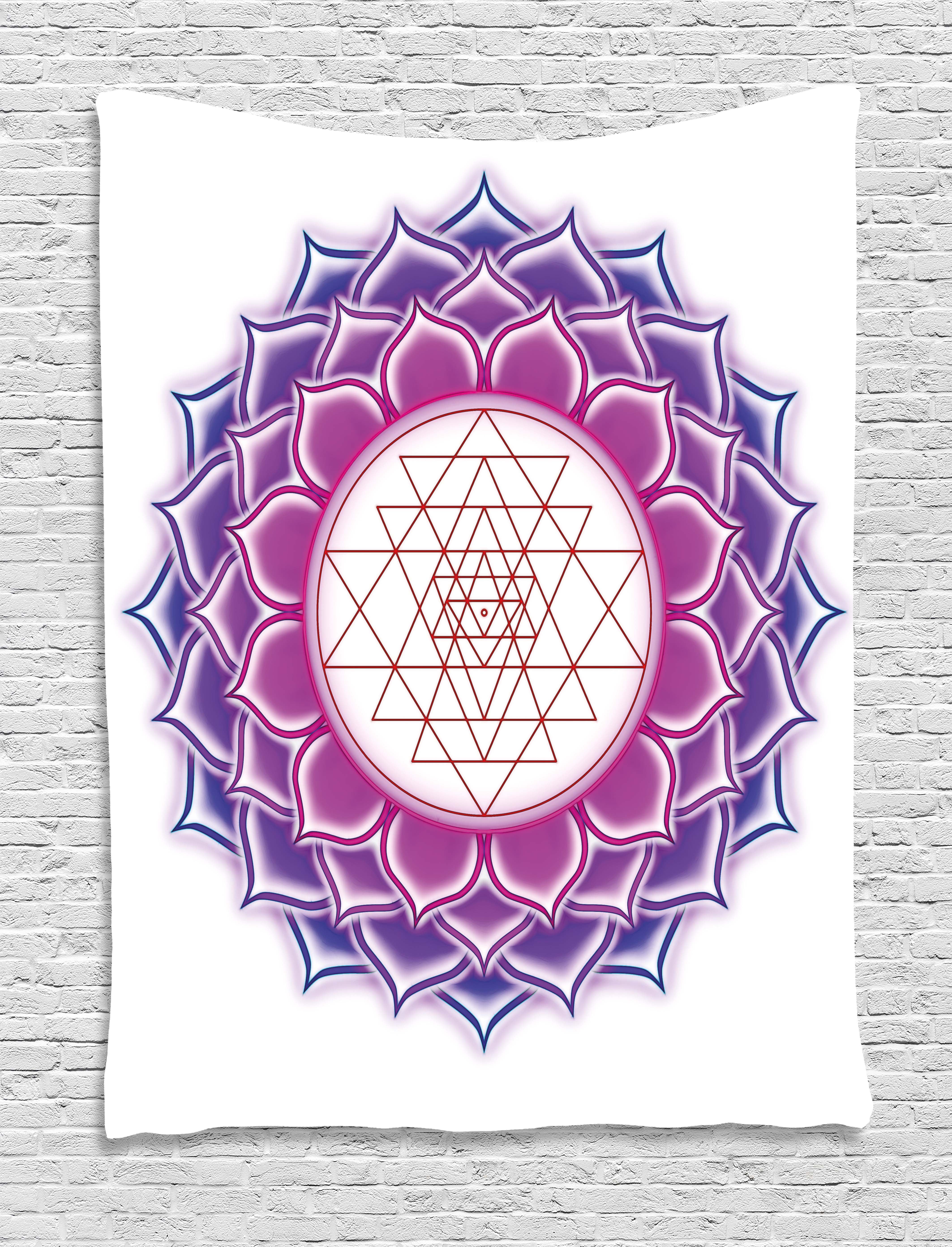 Lotus Tapestry, Sacred Geometry Yantra Mandala with Triangle Figures