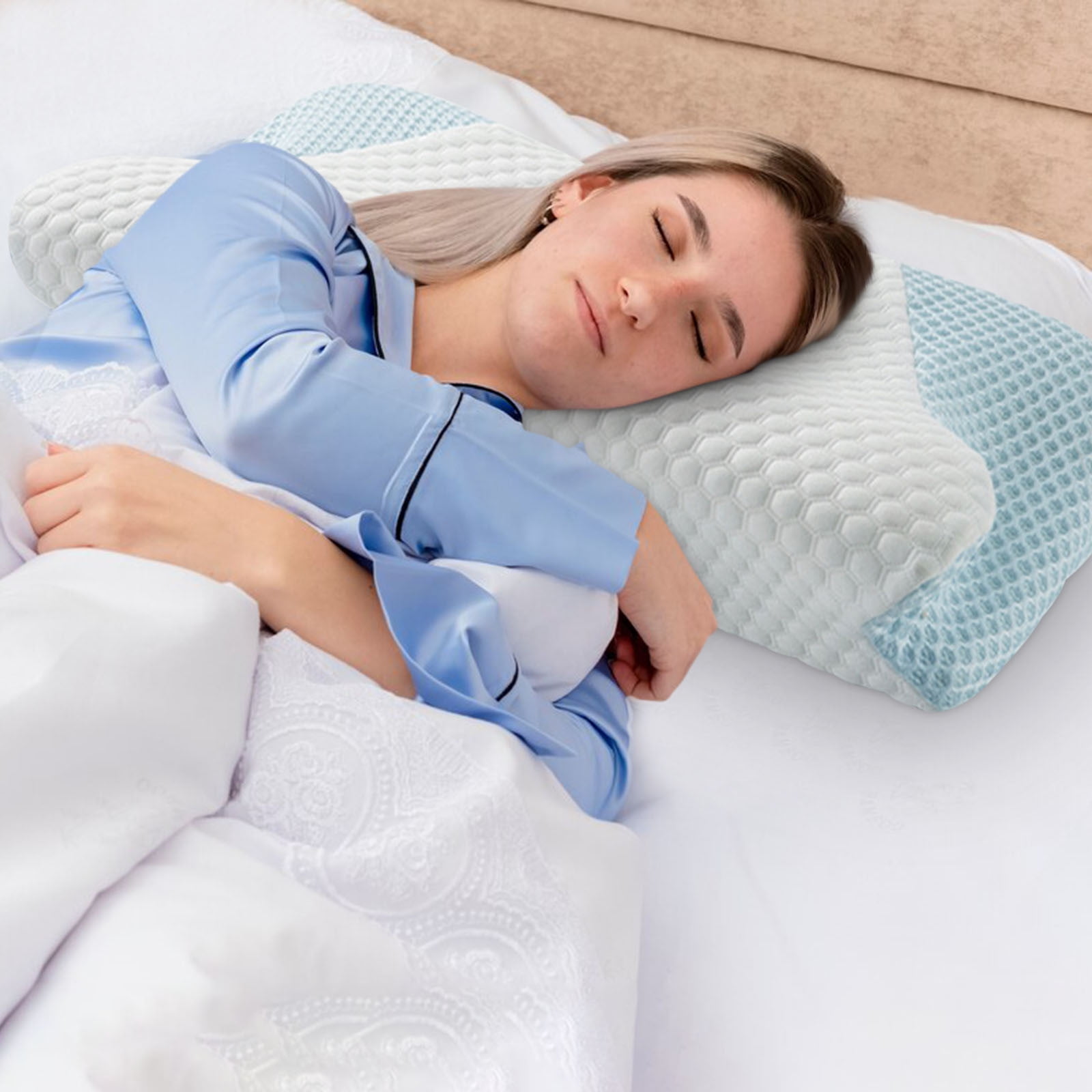 Feledorashia Neck Pillows for Sleeping - Memory Foam Cervical Pillow for Neck Pain Relief - Ergonomic Pillow for Front, Back, Stomach, Side Sleeper and Shoulder Sleeping