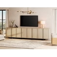 thumbnail image 2 of WAMPAT Modern TV Stand for TVs Up to 110", Wooden Entertainment Center TV Console with 8 Door Closed Storage and T-Shaped Wood Legs, Media Console Cabinet for Living Room, Bedroom, Light Oak, 2 of 12