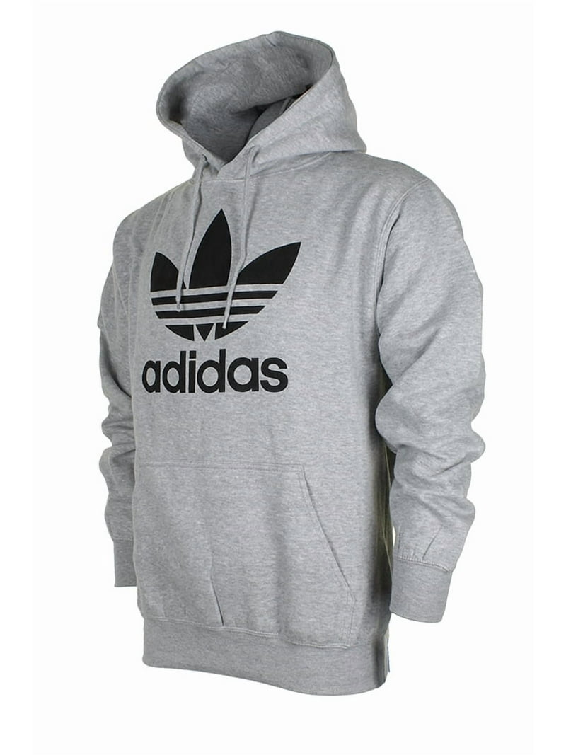 Adidas Men's Active Wear Trefoil Graphic Pullover Hoodie Grey