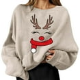 thumbnail image 2 of Christmas Sweatshirt for Men Women Long Sleeve Crewneck Loose Casual Funny Reindeer Face Graphic Sweatshirts Pullover Tops, 2 of 7