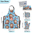 thumbnail image 3 of Cute Monkey on Cake 5 Pcs Kitchen Set Heat Resistant Oven Mitts and Non-Slip Pot Holders with Adjustable Cooking Apron, 3 of 6