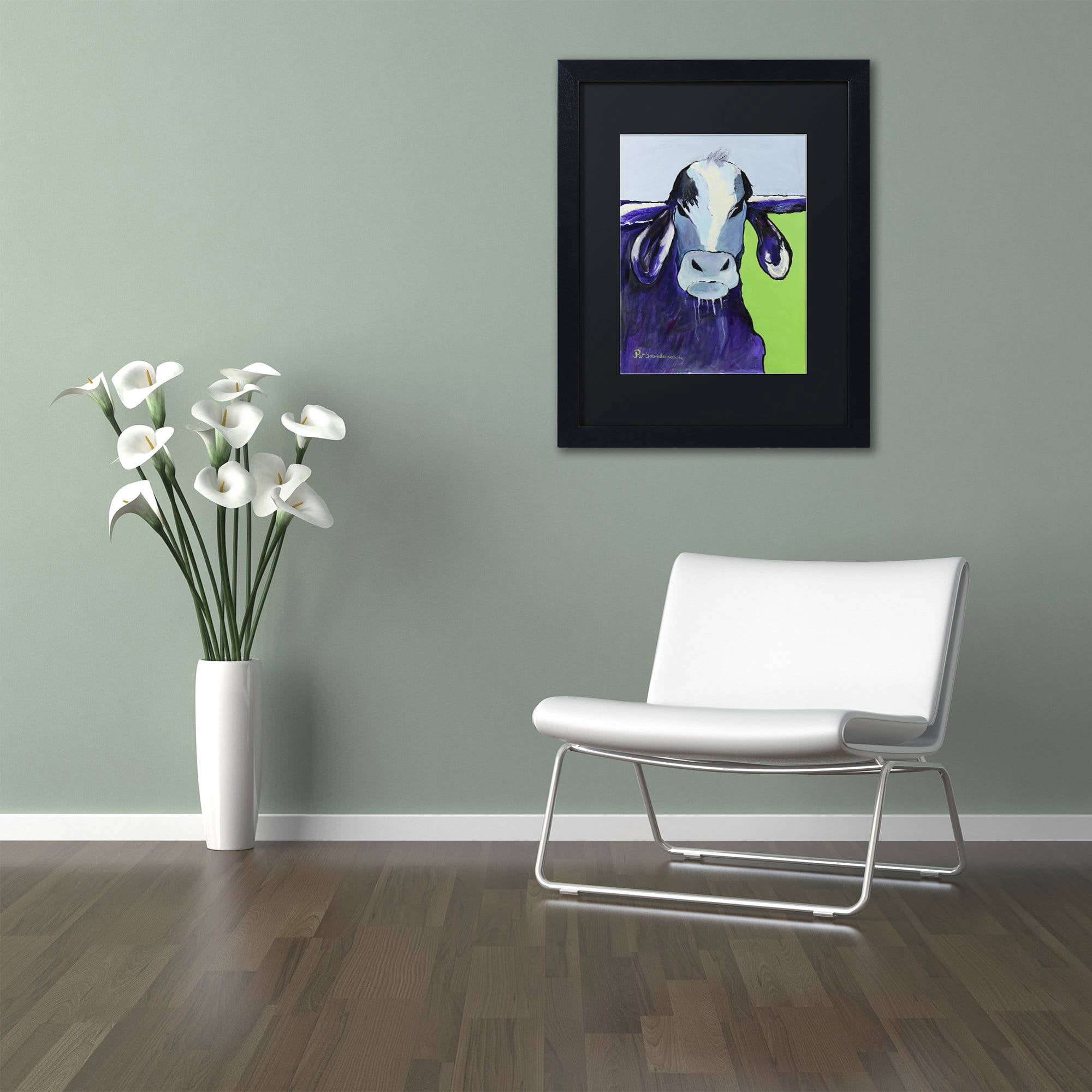 Trademark Fine Art "Bull Drool II" Canvas Art by Pat Saunders-White, Black Matte, Black Frame