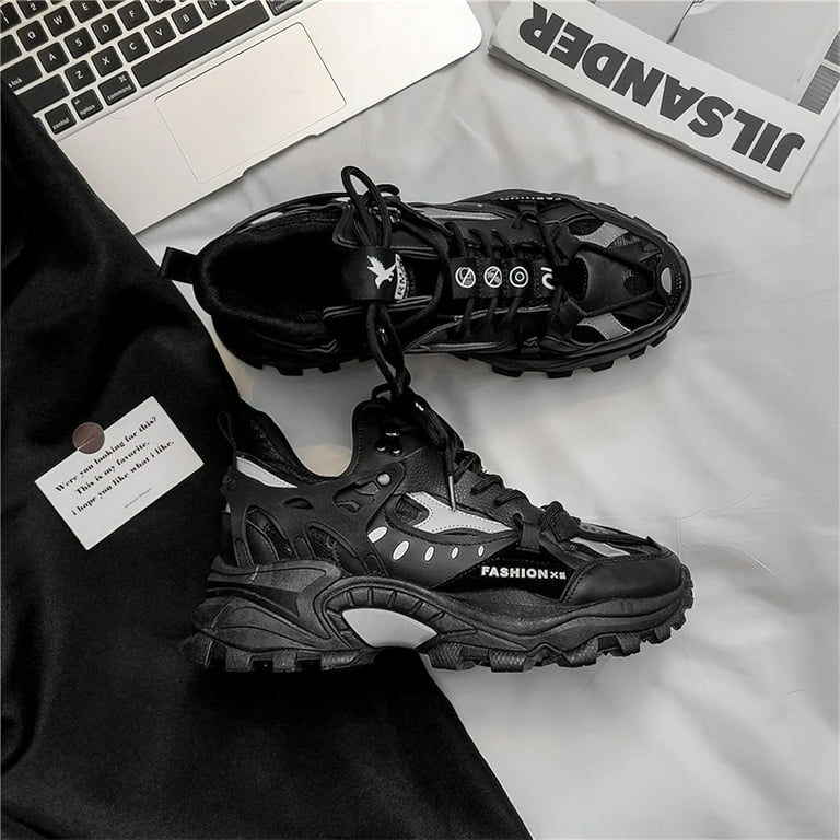 Men's Chunky Sole Sneakers Stylish Lace-Up Dad Shoes Platform Athletic  Breathable Walking Running Shoes for Comfort & Durability - Walmart.com