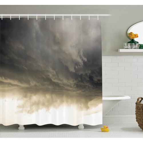 Ambesonne Nature Cloudy Sky Hurricane Shower Curtain Set