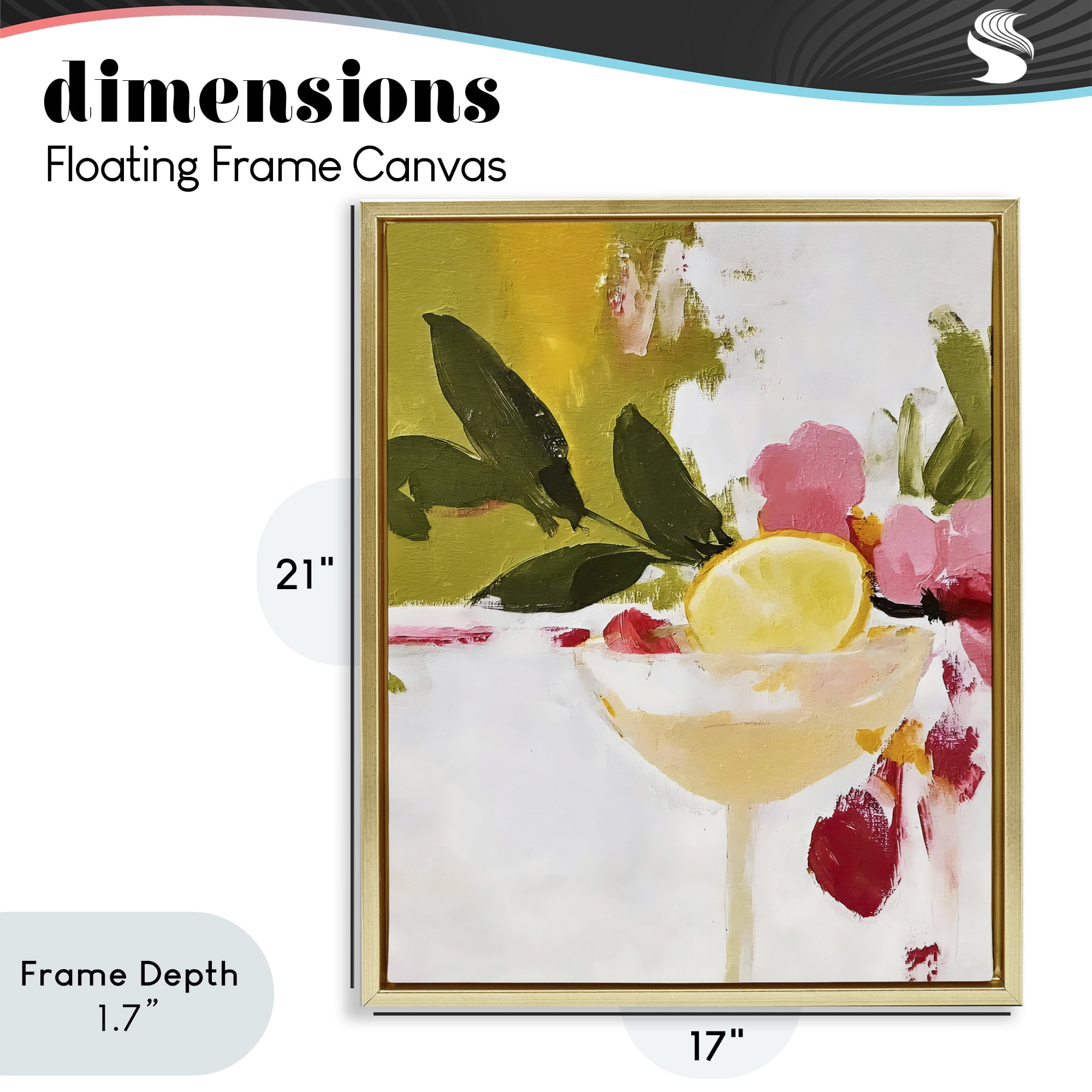 Stupell Industries Red & Pink with Lemons Gold Framed Floater Canvas Wall Art, design by Riley B