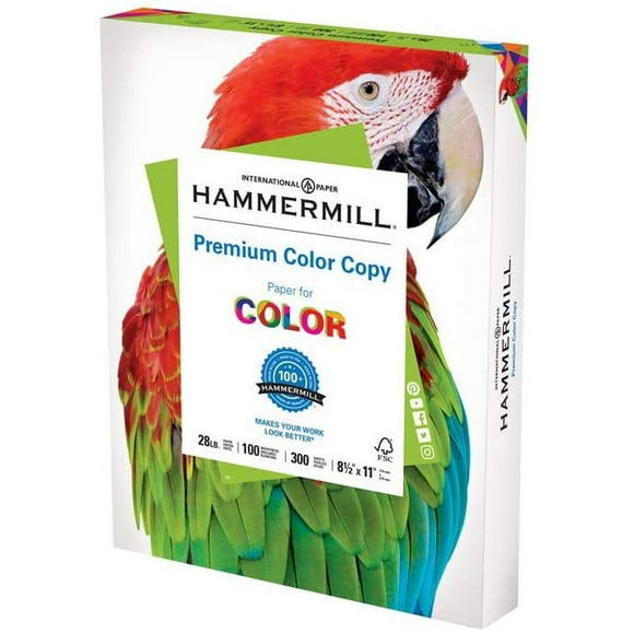 Hammermill Papier d'Imprimante Papier de Copie Numérique Couleur, 28 Lb, 8,5 x 11, Lettre, 100 Brillants - 1 Pack / 300 Feuilles