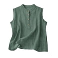 thumbnail image 4 of Lumtrix Linen Tank Tops For Women Cotton Summer Shirts Sleeveless Flowy Beach Vacation Tops Boho Casual Loose Fit Clothes Dark Green 2XL, 4 of 4