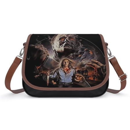 Michael Myers Leather Shoulder Handbag Slouchy Tote Bag Flapover Crossbody Messenger Bag for Women Men