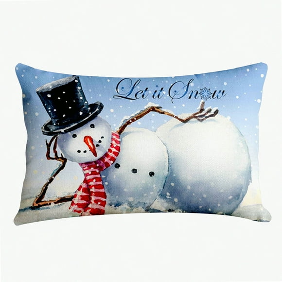 Winter Wonderland Snowflake Pillowcase - Decorative Snowman Throw Pillow Cover for Home Decor, 12 x 20 Inches Cushion Case for Couch Sofa