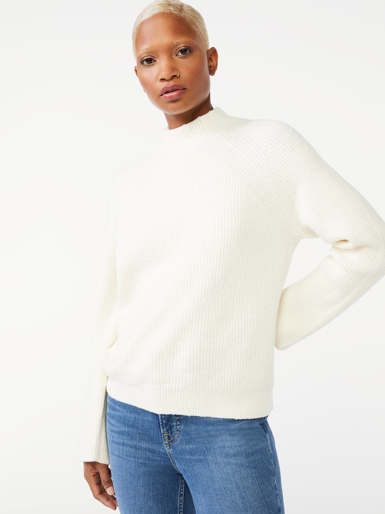 Free Assembly Women's Mock Neck Sweater - Walmart.com