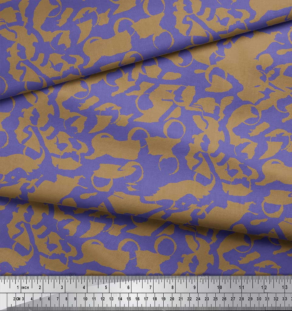 Soimoi Brown Silk Fabric Abstract Circles Abstract Decor Fabric Printed Yard 42 Inch Wide