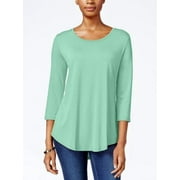 JM Collection Women's Scoop-Neck Top, Jade Isle Green, P/P - NEW