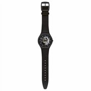 Swatch White Side Quartz Black Skeleton Dial Mens Watch SS07B101