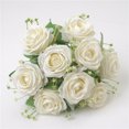 thumbnail image 2 of Bearachild Ramo de flores de rosas artificiales de 9 cabezas, ramo de flores nupciales Flores artificiales, 2 of 6