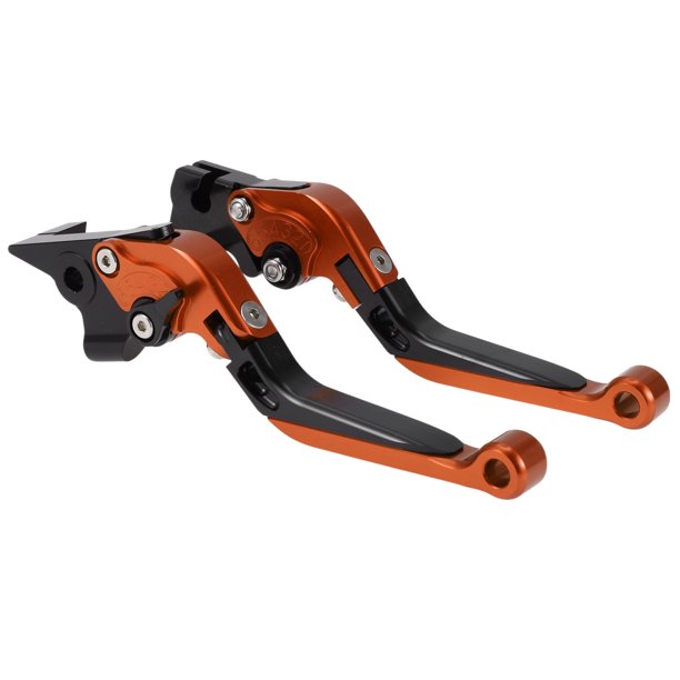 Palancas de freno y embrague largas y cortas para Yamaha MT-07 2014-2022, palanca de freno ajustable de motocicleta, aleación de aluminio, cabeza naranja, mango negro, 1 par