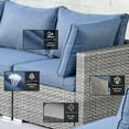 thumbnail image 5 of Ovios 10 Pieces Patio Fire Pit Set Outdoor Wicker Sectional Sofa Conversation Set with Swivel Rocking Chair,Denim Blue, 5 of 7