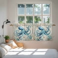 thumbnail image 3 of Teal Octopus Coastal Tier Curtains 24 Inch Length, Vintage Summer Beach Nautical Cafe Short Curtains for Bathroom Over Sink, Small Kitchen Curtain Light Filtering Tiered Drapes 2 Panels 27.5"Wx24"L, 3 of 8