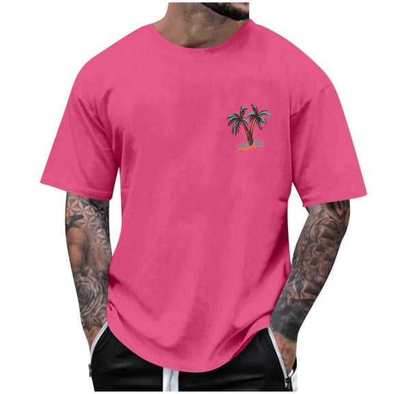 JAJAHO Mens Short Sleeve Graphic Tees Summer Crewneck Top Shirt Beach Vacation T-Shirts Casual Daily Wear Leisure Tops