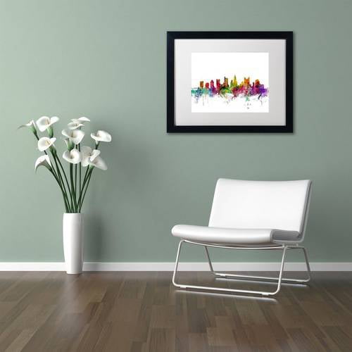 Trademark Fine Art 'Columbus Ohio Skyline' Canvas Art by Michael Tompsett, White Matte, Black Frame