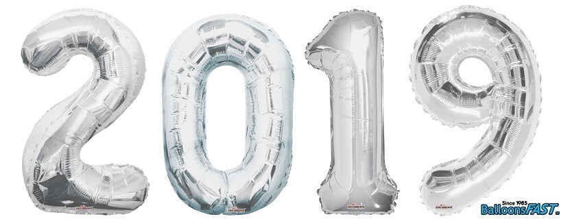 big silver number balloons