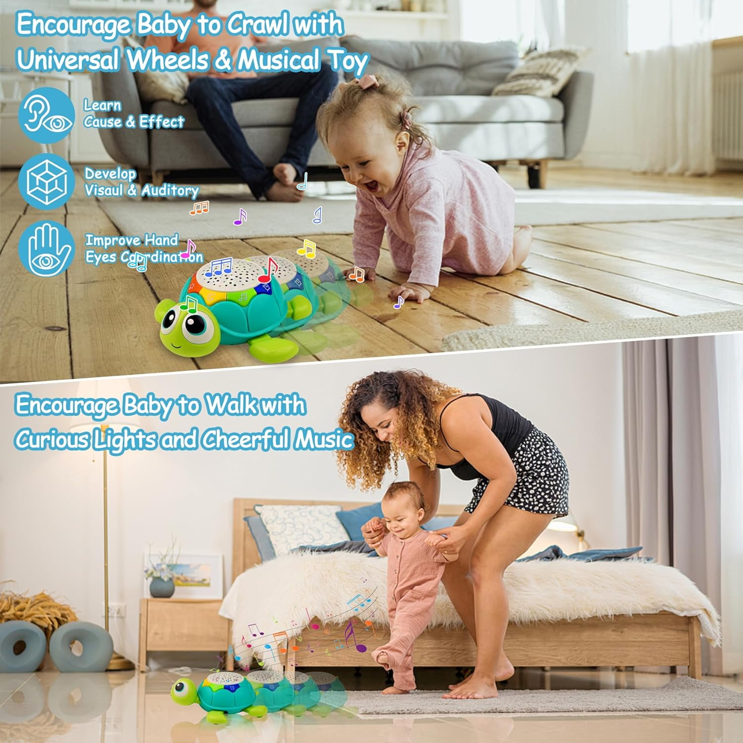 5 in 1 Musical Projector Turtle Crawling Toys Tummy Time Infant Baby Toys, Baby Toys 6-12 Months, 0-3 3-6 7 8 9 12-18 Months 1 Year Old Boy Toys Girl Toys Birthday Gift