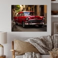 thumbnail image 2 of Designart "Red Vintage Car in Havana" Transportation Metal Wall Art, 2 of 5