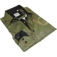 thumbnail image 3 of Men Sports Shirt by DE-NIKO Long Sleeves Fashion Print Soft Modal 2F008 Olive, 3 of 9