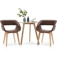 thumbnail image 2 of Ivinta Small Dining Table Set for 2, Round Glass Dining Table with Two Yellow Upholstered Fabric Chairs (Espresso)…, 2 of 4