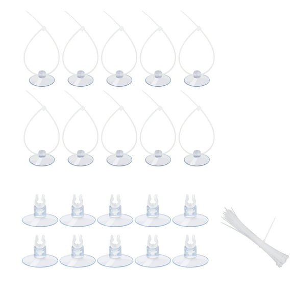 AQUANEAT 20 Pack Suction Cups with Clips and Adjustable Zip Ties for Aquarium Decoration